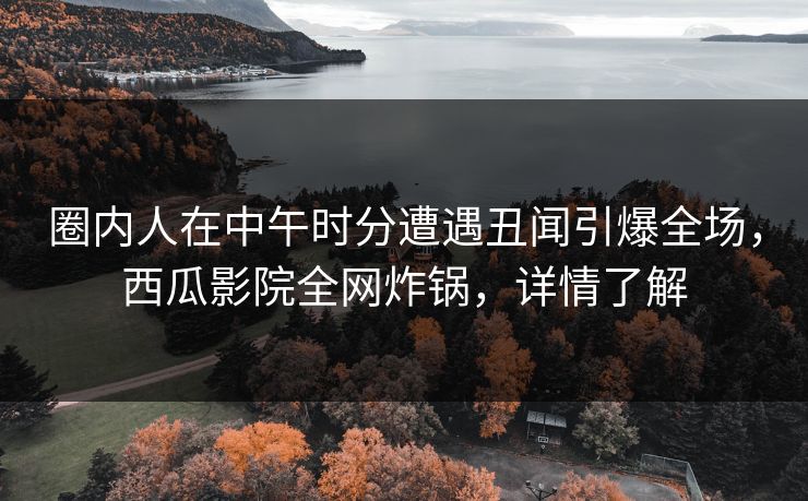 圈内人在中午时分遭遇丑闻引爆全场，西瓜影院全网炸锅，详情了解