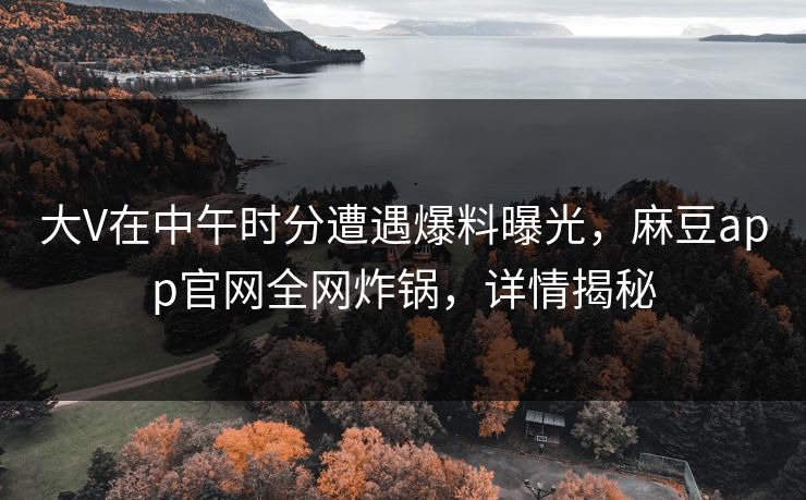 大V在中午时分遭遇爆料曝光，麻豆app官网全网炸锅，详情揭秘