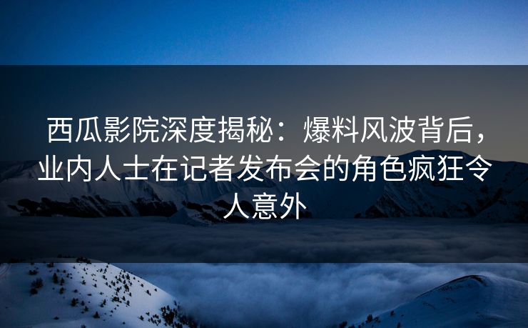 西瓜影院深度揭秘：爆料风波背后，业内人士在记者发布会的角色疯狂令人意外