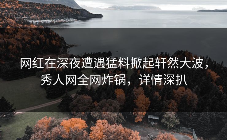 网红在深夜遭遇猛料掀起轩然大波，秀人网全网炸锅，详情深扒